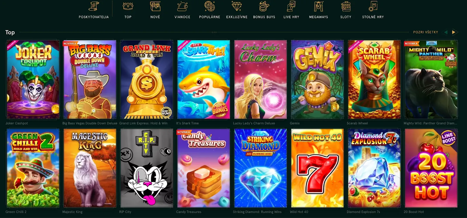 Casinia Casino – Široká ponuka hier od svetoznámych vývojárov